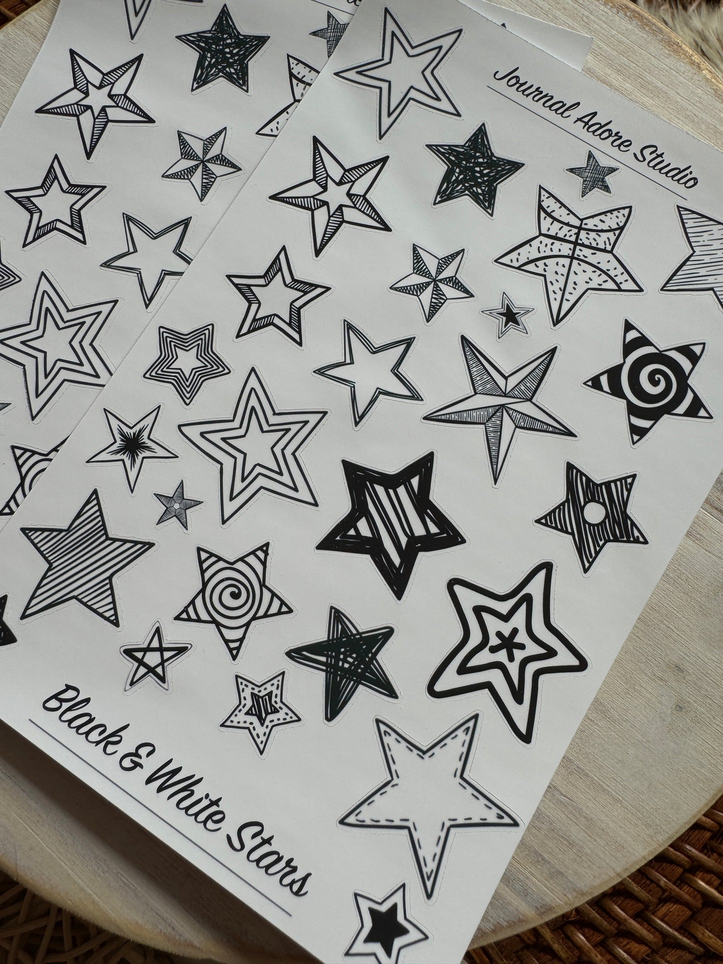 B & W Stars Sticker Sheet