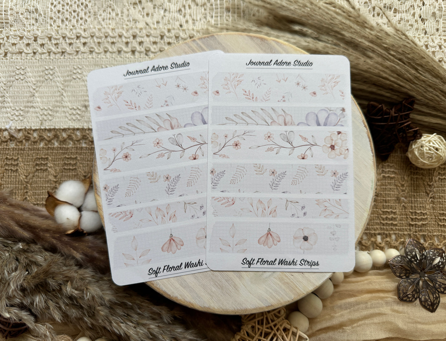 Soft Floral Washi Strips Sticker Sheet