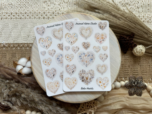 Boho Hearts Sticker Sheet