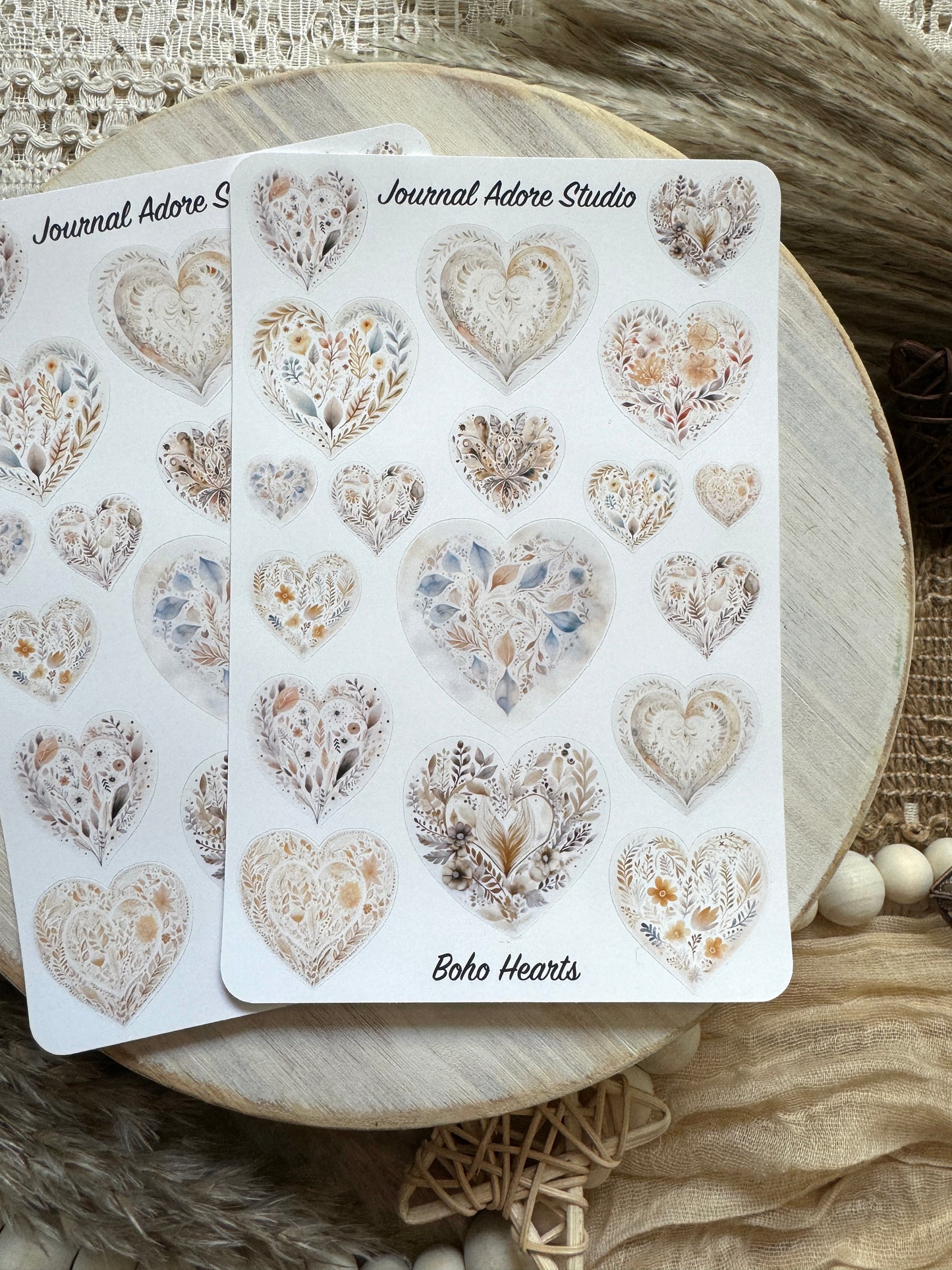 Boho Hearts Sticker Sheet