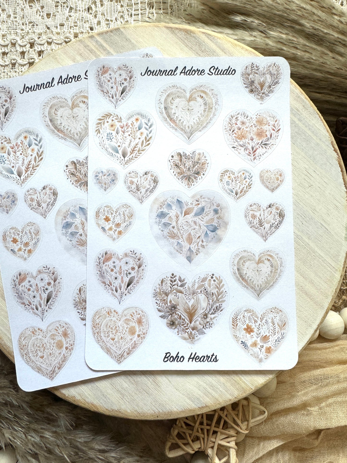 Boho Hearts Sticker Sheet