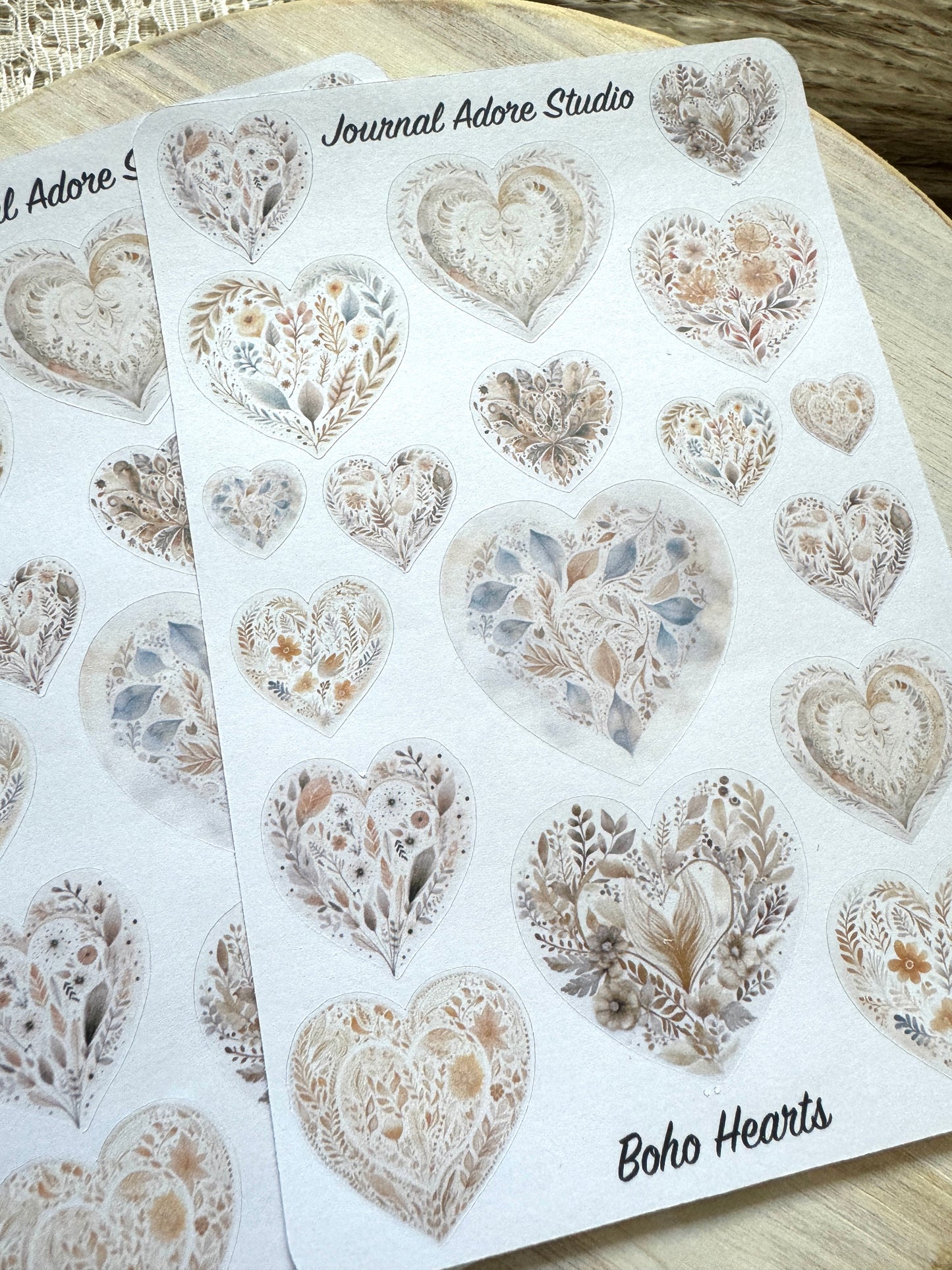 Boho Hearts Sticker Sheet