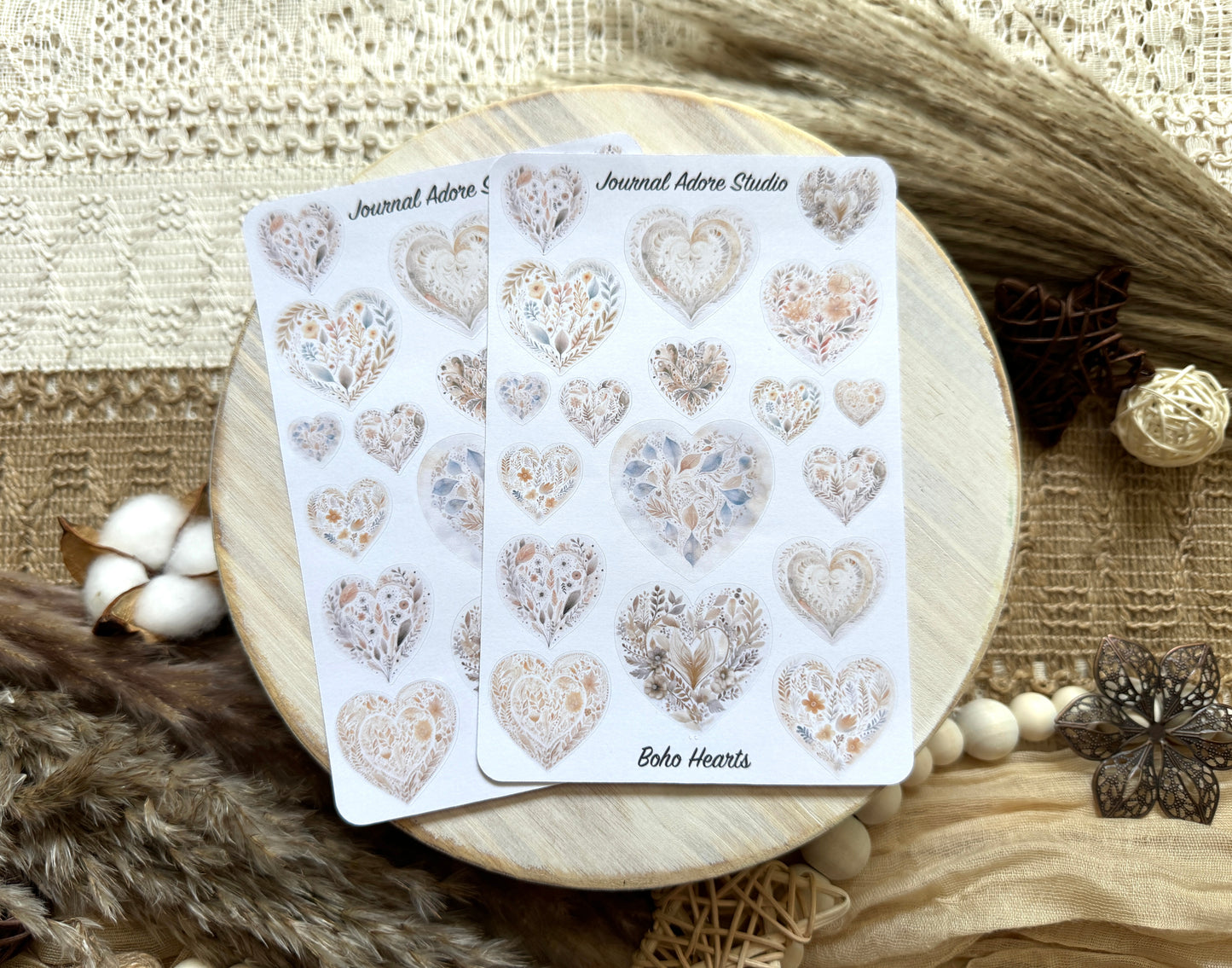 Boho Hearts Sticker Sheet