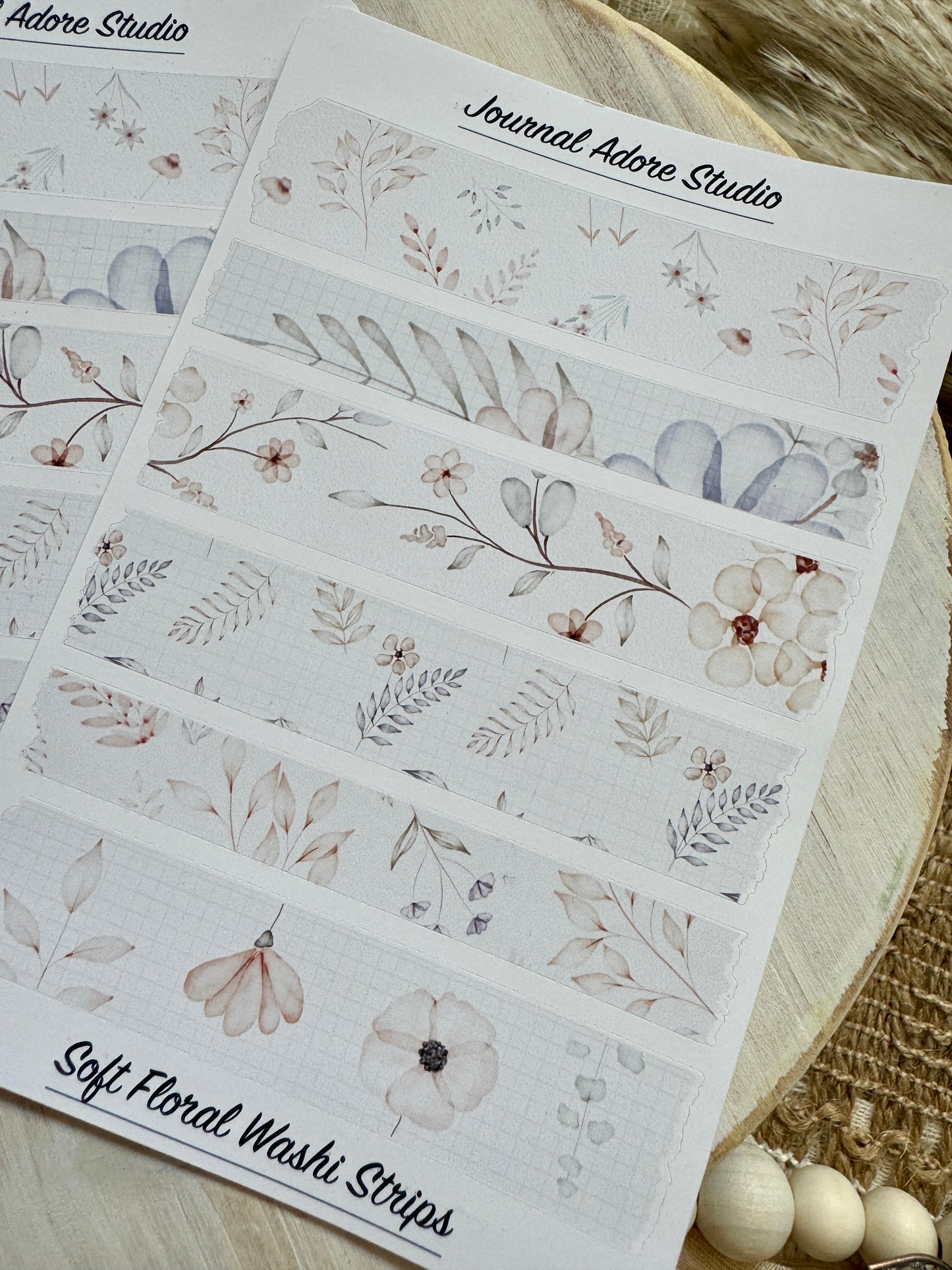 Soft Floral Washi Strips Sticker Sheet