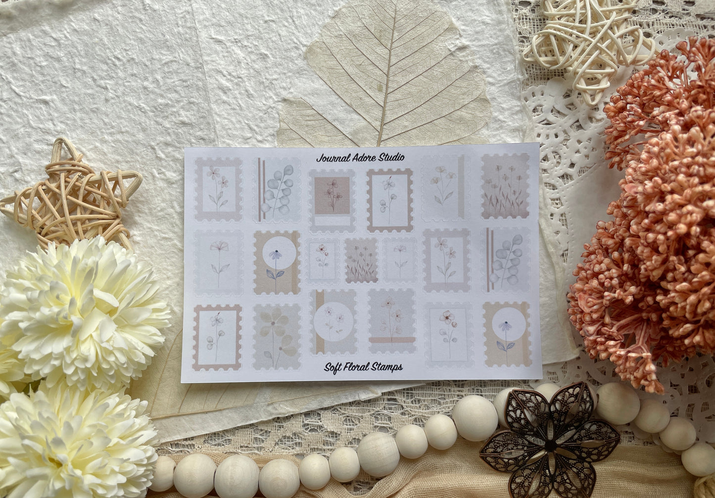 Soft Floral Stamps Sticker Sheet