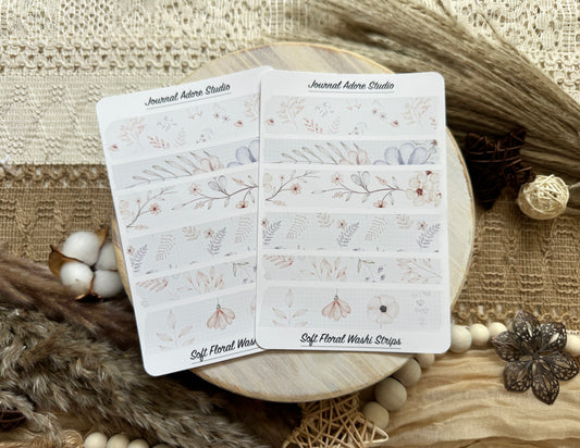 Soft Floral Washi Strips Sticker Sheet