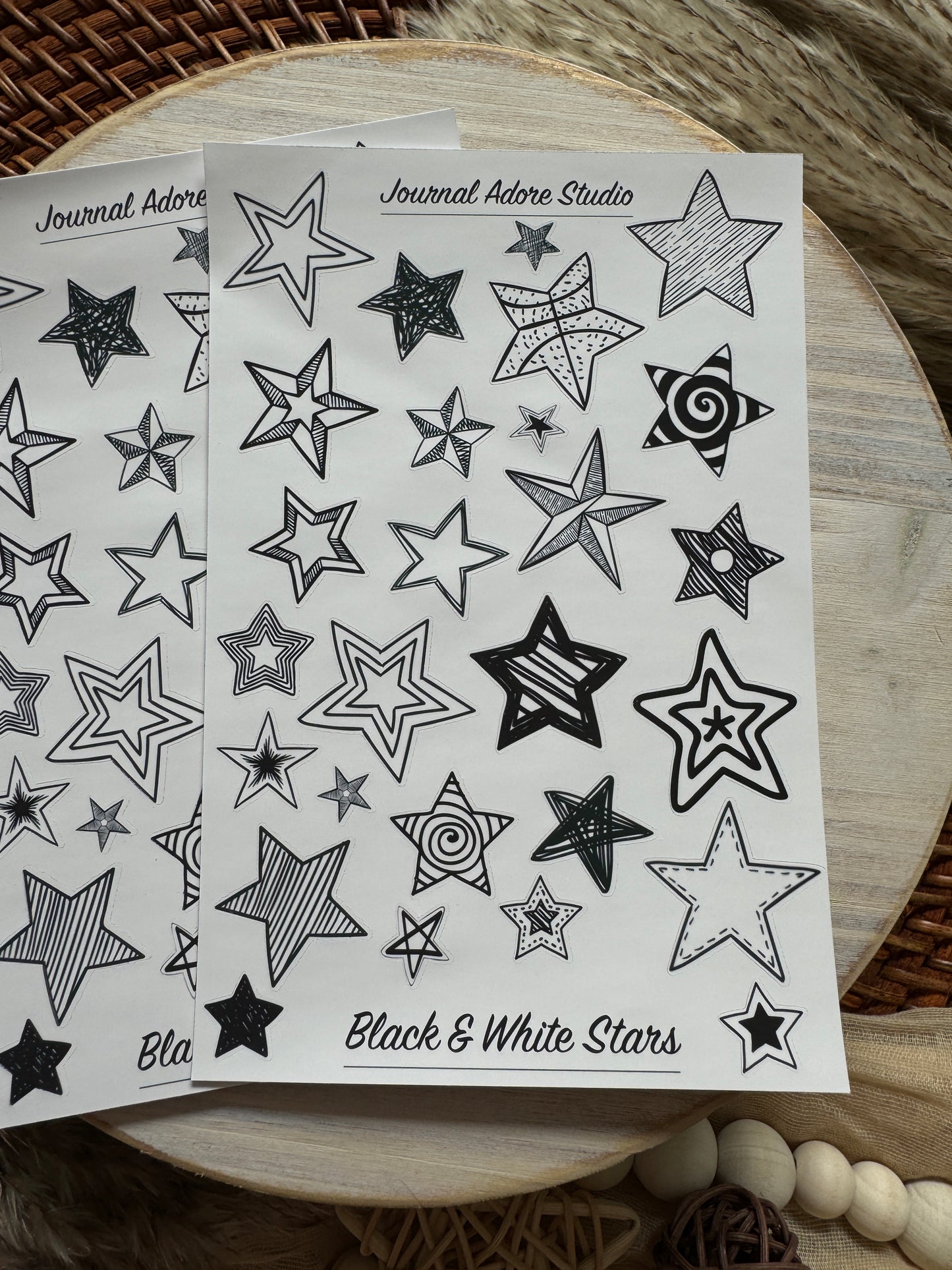 B & W Stars Sticker Sheet