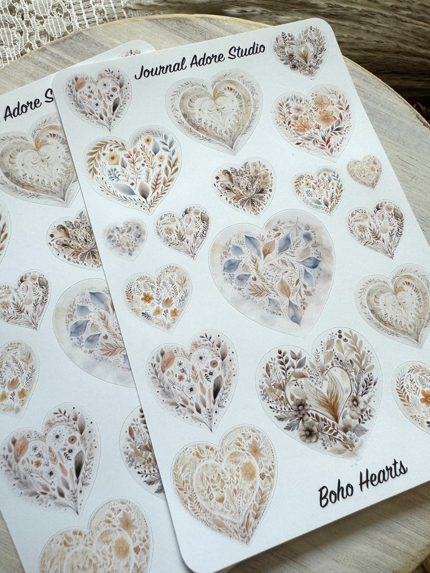 Boho Hearts Sticker Sheet