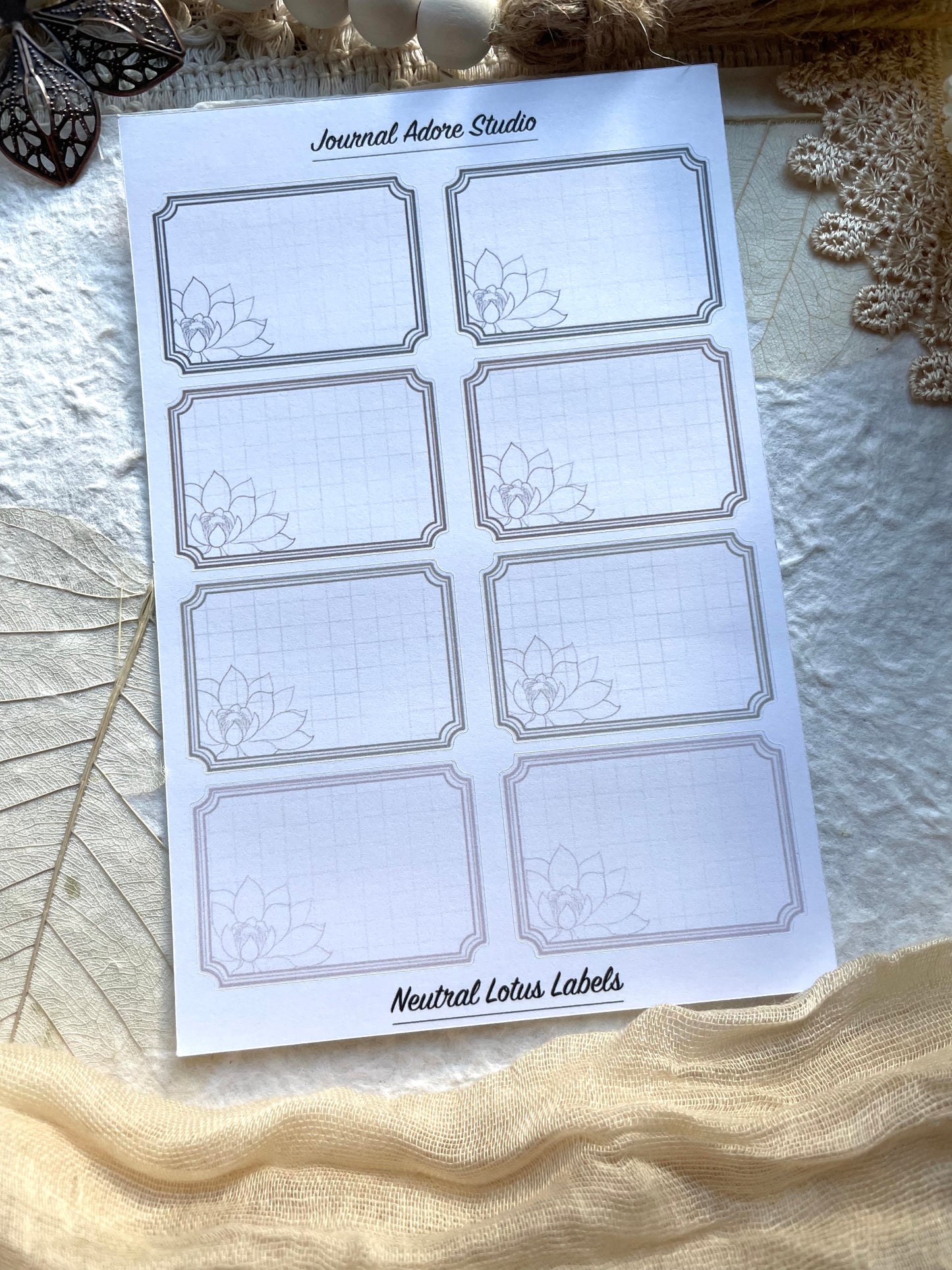 Neutral Lotus Labels Sticker Sheet