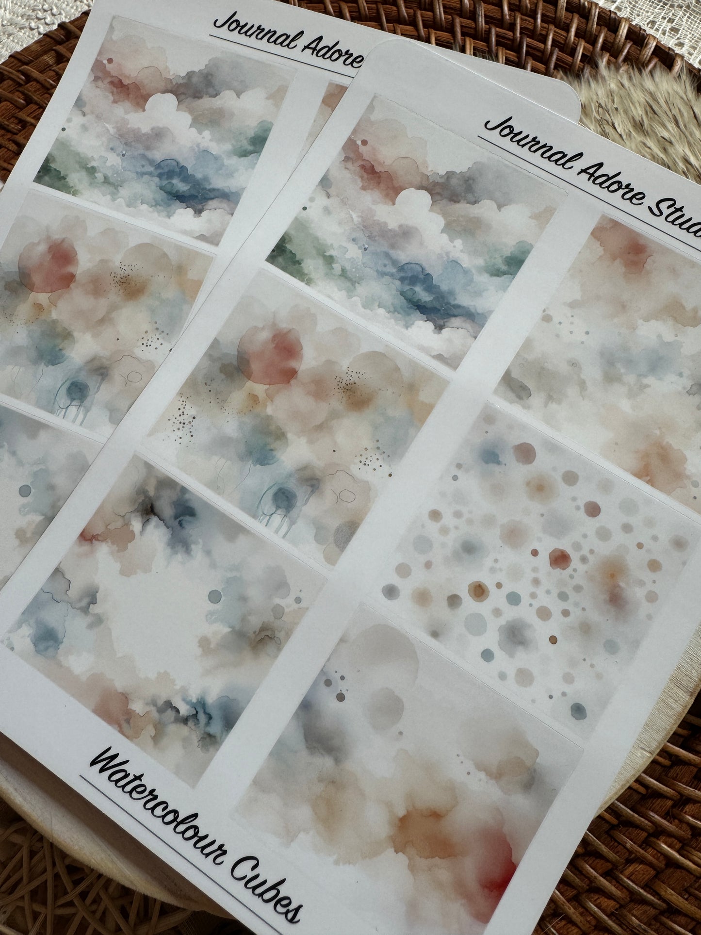 Watercolour Cubes Sticker Sheet