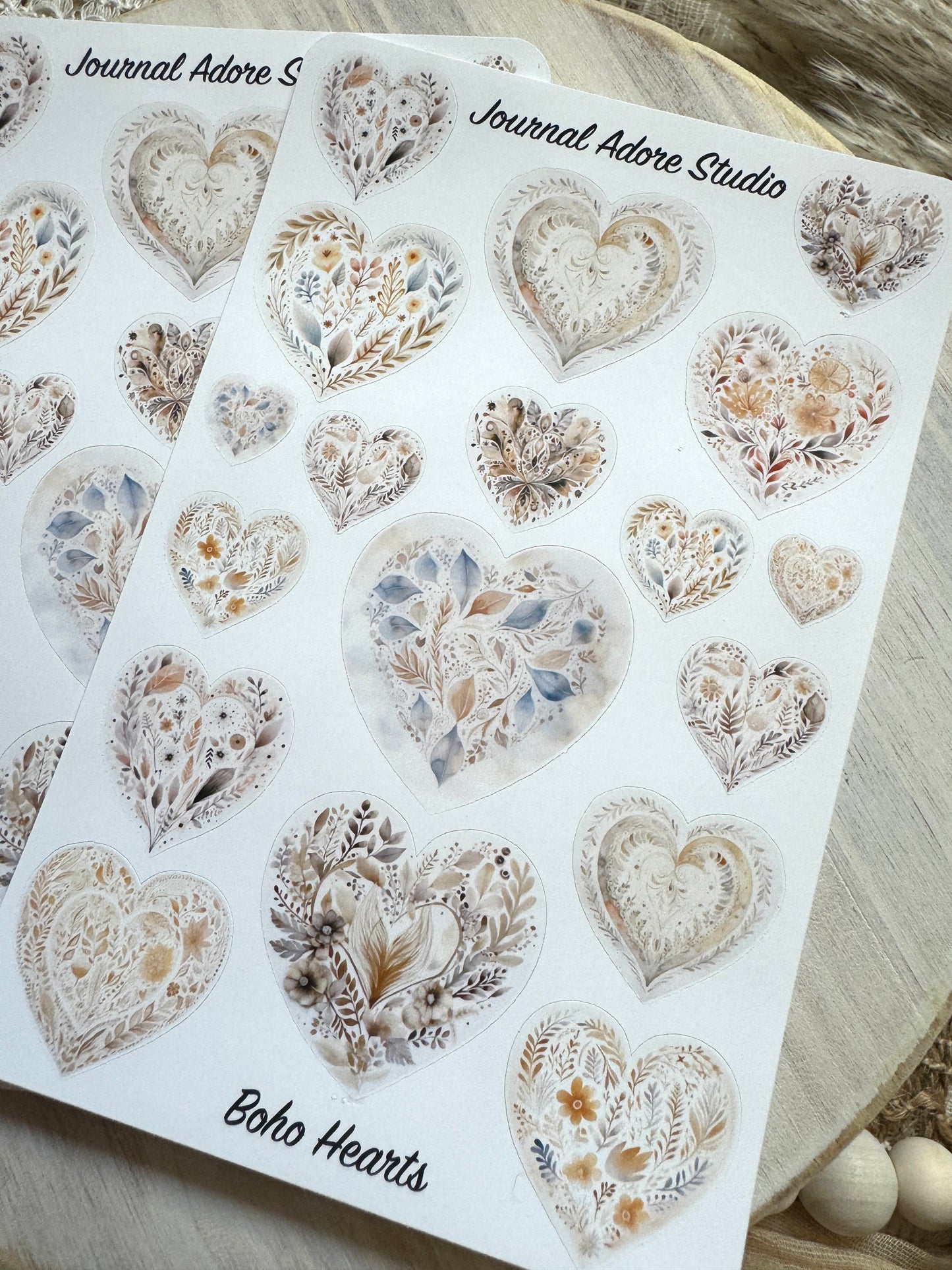 Boho Hearts Sticker Sheet