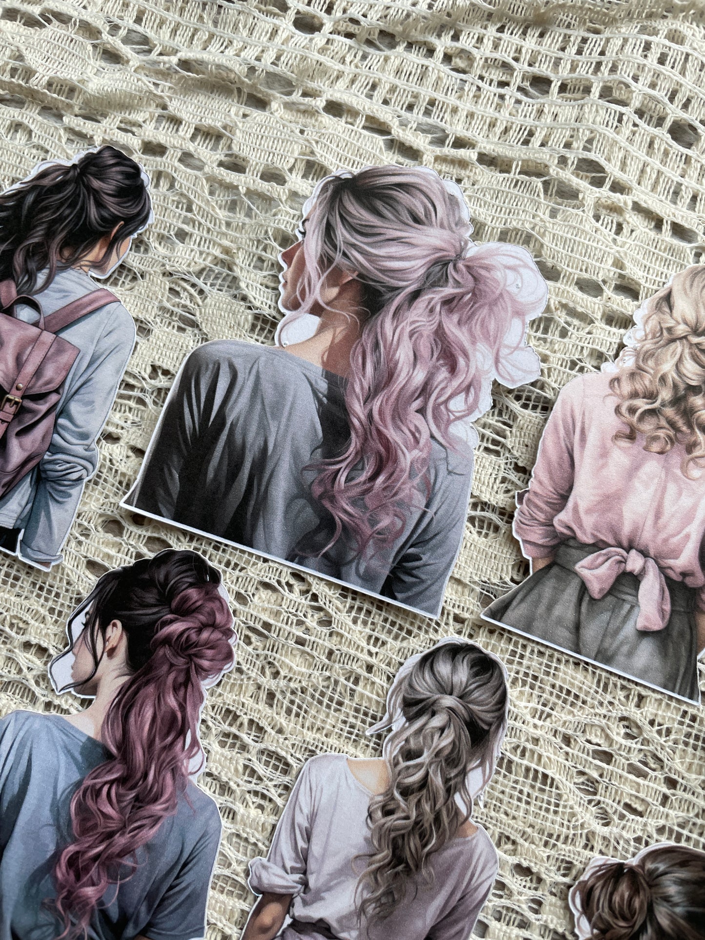 Cascading Hair Girls Sticker Set