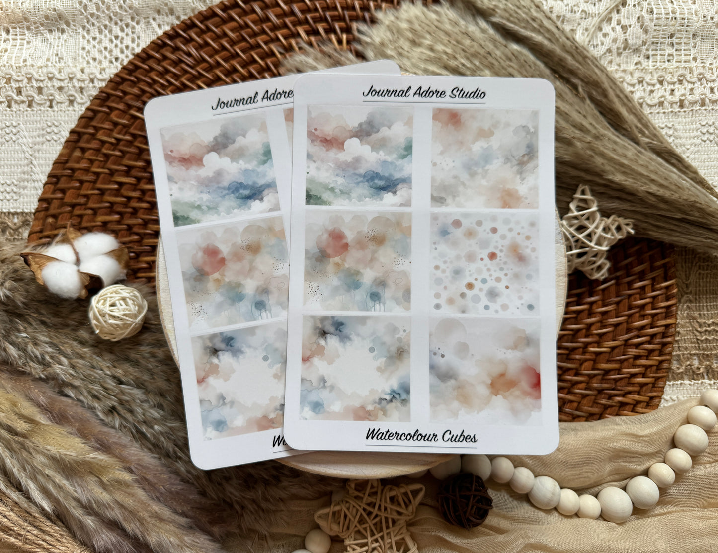 Watercolour Cubes Sticker Sheet